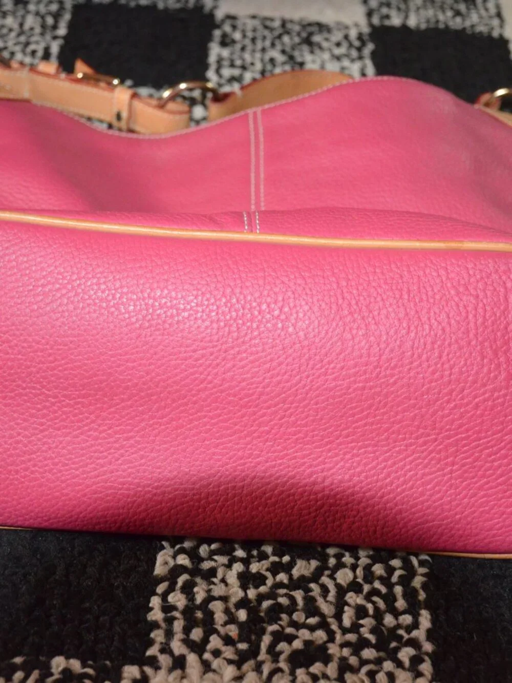Dooney & Bourke All Weather Leather Bright Pink Hobo Handbag w/vachetta trim